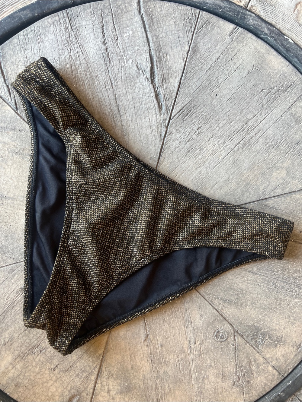 Cupshe Metallic Black and Gold Bikini Bottoms medium B25